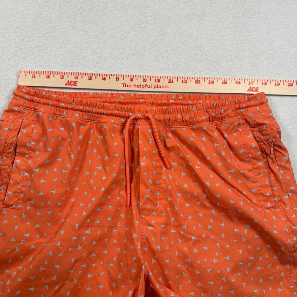 Birddogs Gym Shorts Mens 3XL Orange Bird Print Lined 9in Inseam Athletic